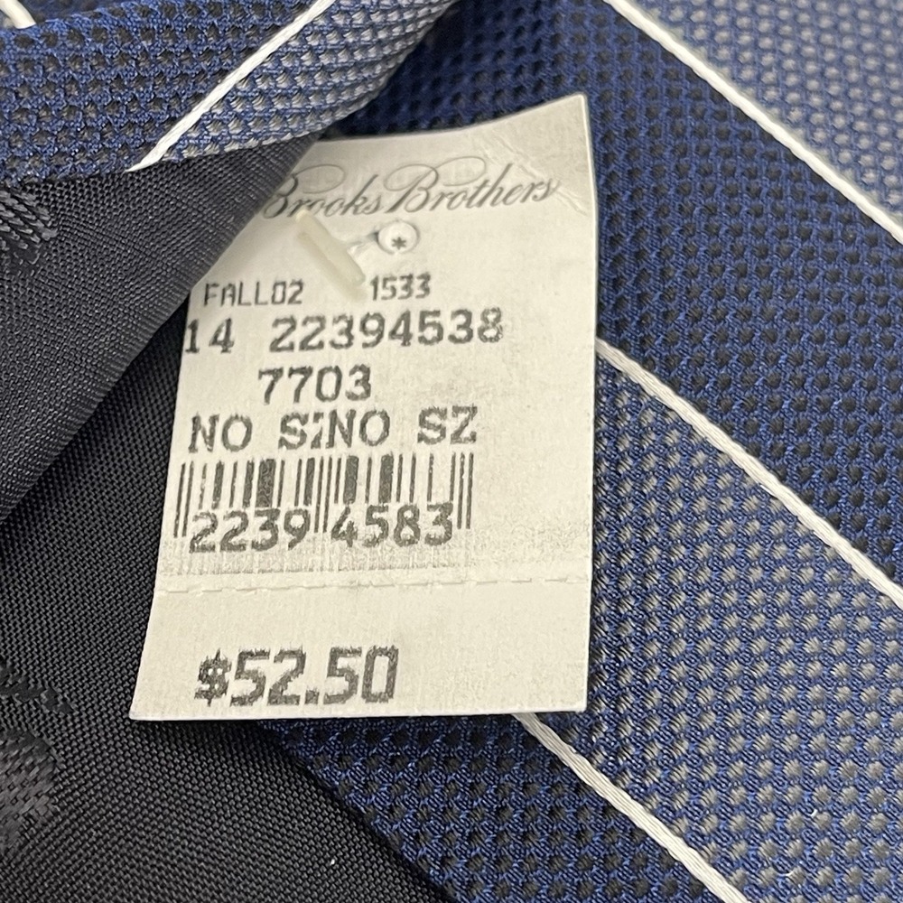 NWT Brooks Brothers University‎ Stripe Light Blue Navy Silk Tie Preppy - Picture 5 of 8